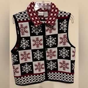 VINTAGE‎ - CHRISTMAS Snowflakes SWEATER VEST - CAROLINA COLOURS - SIZE L